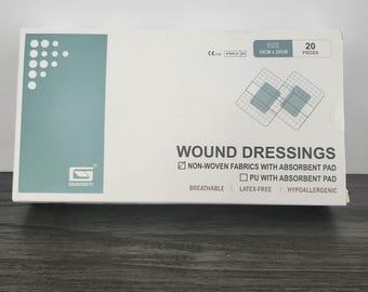 Sterile Wound Dressing 3.9 x 7.9 Inches (10 x 20 cm) – Non-Woven Adhesive Bandage with Absorbent Pad – Breathable, Latex-Free, Hypoallergeni