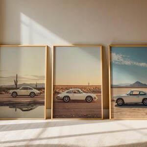 Classic Car Wall Art Set (2+1) • Car Guy Gift • Minimalist Desert Car Prints • Vintage Coupe Printable Poster Bundle | Instant Download