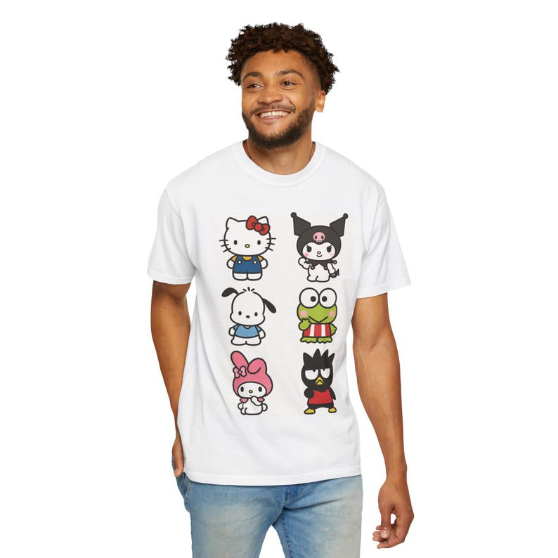 Cute Cartoon Character T-Shirt Hello Kitty Tee Retro Style Shirt Fun Gift Summer Outfit Cute Casual Wear 画像 6