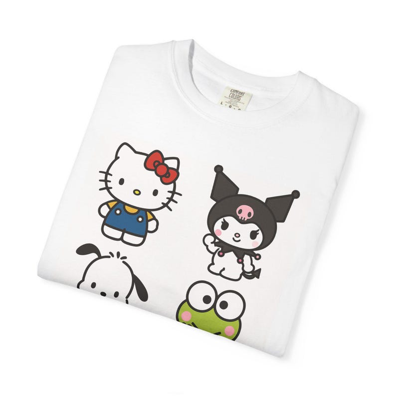 Cute Cartoon Character T-Shirt Hello Kitty Tee Retro Style Shirt Fun Gift Summer Outfit Cute Casual Wear 画像 3