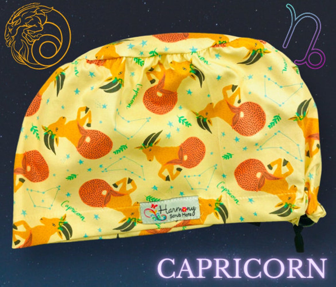 Cute Womens Zodiac Scrub Cap CAPRICORN EURO® by Harmony Scrub Hats