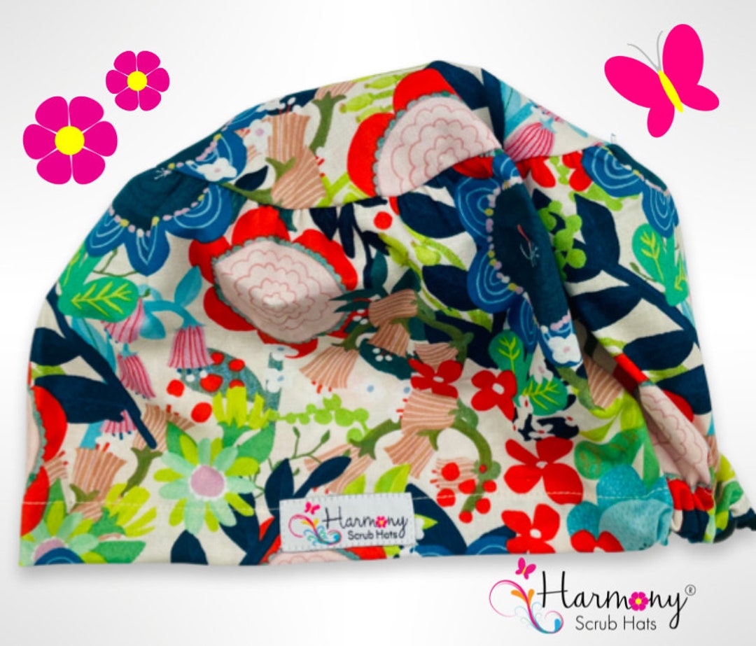 Cute Womens Scrub Cap Sunday Funday Butterflies EURO® by Harmony Scrub