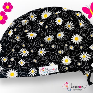 Cute Womens Scrub Cap Mini Daisies EURO® By Harmony Scrub Hats. Scrub Hat, OR Hats, Scrub Hats for Women, Surgical Scrub Cap