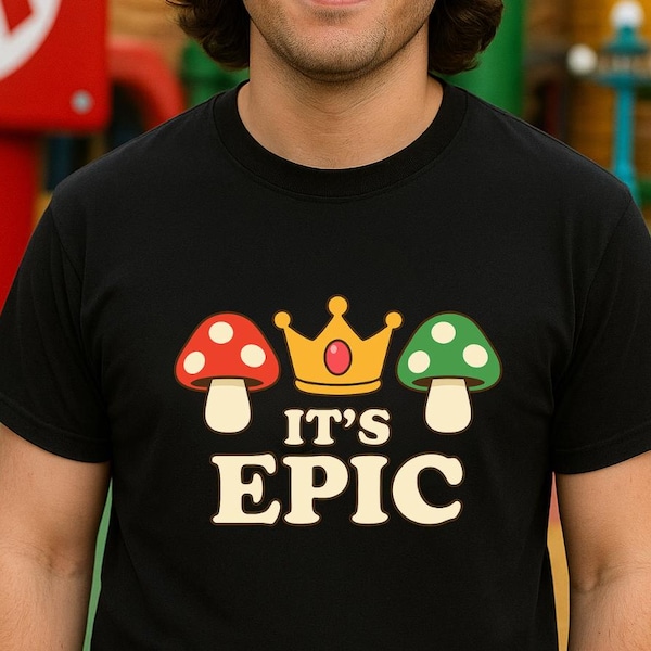 Mushroom Crown T-Shirt | Retro Gamer Fantasy Tee | It’s Epic Game Shirt