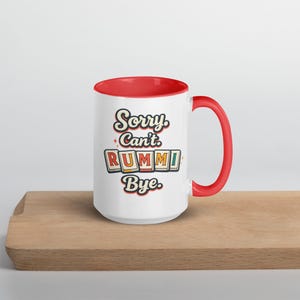 Caneca "Desculpe, não posso, Rummi, tchau" – Caneca de café divertida com jogo de peças, 443 ml