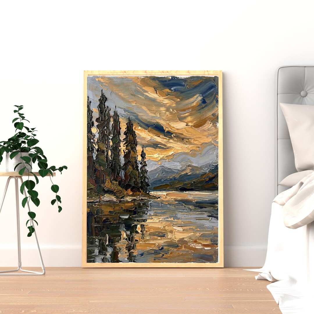 Mountain Lake Canvas Print | Large Landscape Wall Art | Pine Forest ...