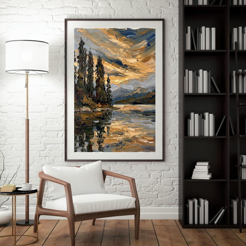 Mountain Lake Canvas Print | Large Landscape Wall Art | Pine Forest ...