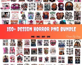 Paquete PNG de villanos de películas de terror de Halloween, diseños de sublimación