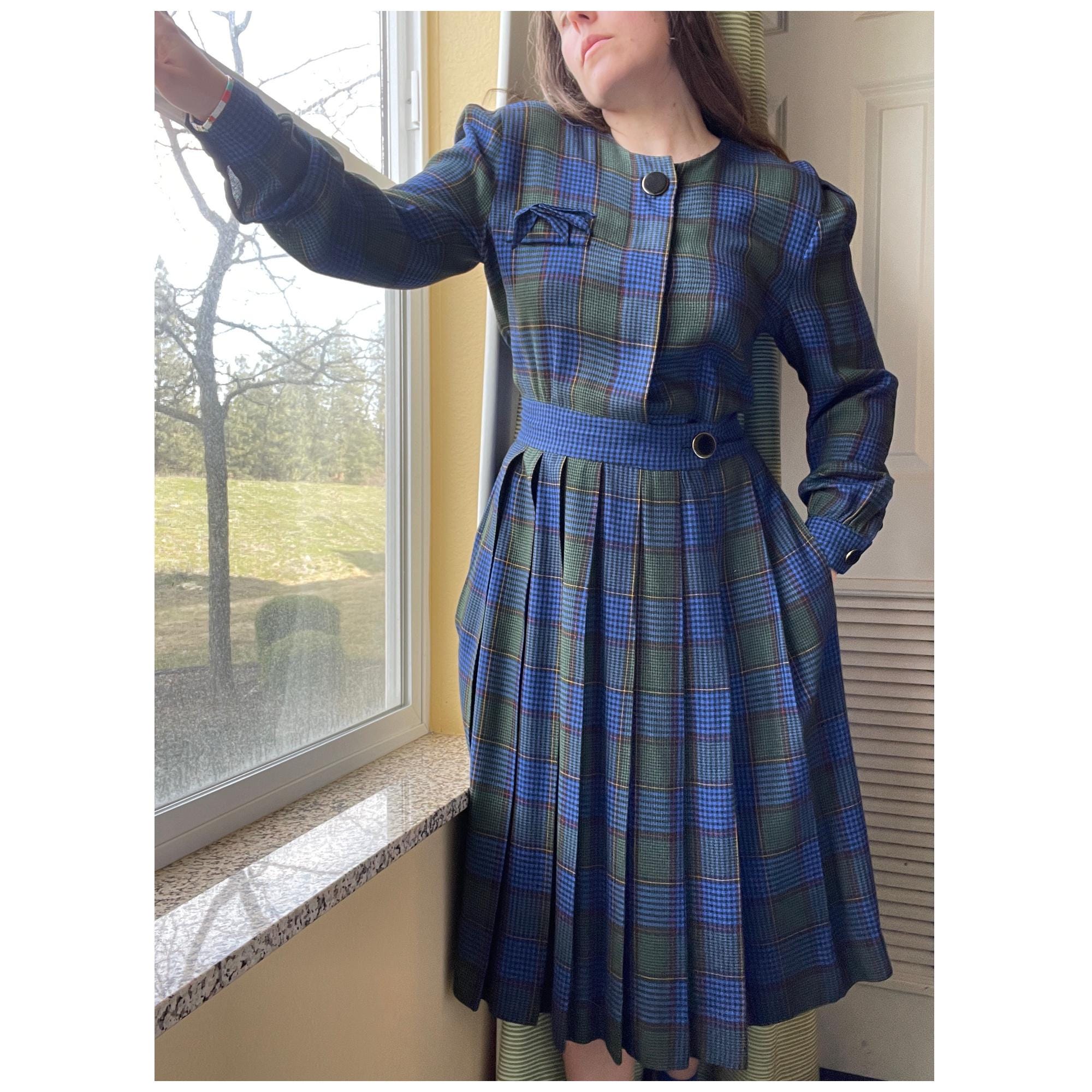 blue plaid long sleeve dress Eden Lee Flannel Plaid Dress by Miss Candyfloss Small main image 0