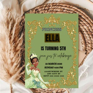 Editable Princess Birthday Invitation Template: Canva DIY (Digital Download, 5x7 PDF)