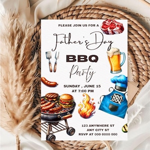 Editable Happy Fathers Day BBQ invitation Template / Editable Fathers Day Brunch Invitation Template / BBQ invitation Template
