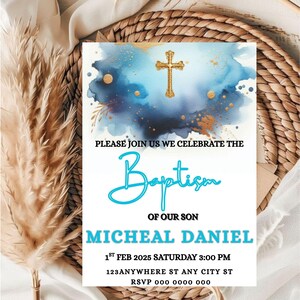 Editable Baptism Invitation Template: Canva Printable (Digital Download, 5x7 PDF File)