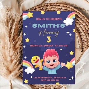 Bearbeitbare Baby Hai Geburtstagseinladungsvorlage: Canva PDF (5x7) (Digital Download