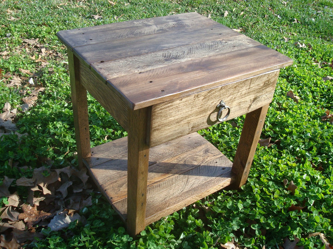 Reclaimed Wood Side Table Rustic Wood Table Pallet Wood Table Etsy