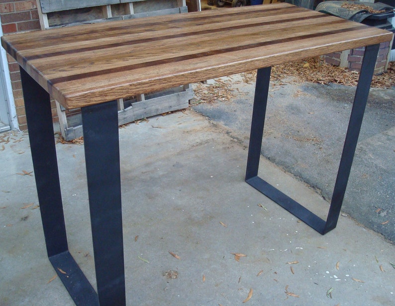 woodtop kitchen table with pot bar