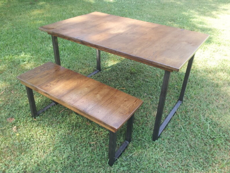 Reclaimed Wood Table With Steel Legs Rustic Dining Metal
