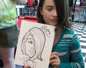 Hand-Drawn Black and White Head and Shoulders Caricature One of A Kind Unique