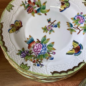 51 Items  x Herend Queen Victoria plate, Herend Hungary Queen Victoria Fine China Porcelain, Herend plate porcelain Collectible Gift