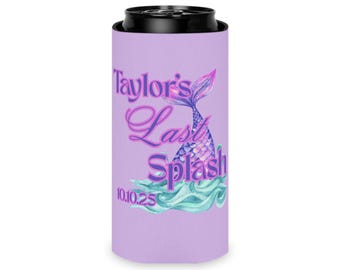 Enfriador de latas de despedida de soltera con temática de sirena: recuerdo personalizado para la fiesta Last Splash.