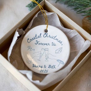 Personalisierte Küsten Weihnachtsverzierung: Strandhochzeits-Andenken