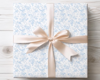 Papel de regalo Blue Toile: Papel de regalo floral francés vintage