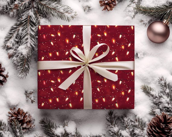 Christmas Lights Wrapping Paper: Holiday Festive Gift Wrap