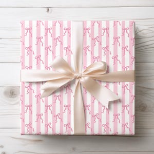 Pink Bow Wrapping Paper: Baby Shower, Birthday Gift Wrap
