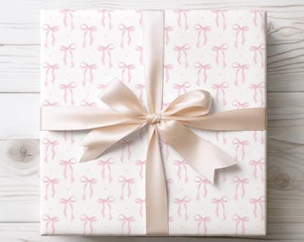 Pink Bow Wrapping Paper: Coquette Baby Shower Gift Wrap