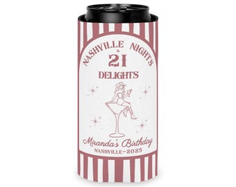 Personalized 21st Birthday Cowgirl Can Cooler: Nashville Party Favor