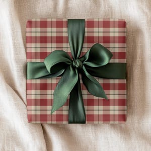 Red Plaid Christmas Wrapping Paper: Rustic Tartan Gift Wrap