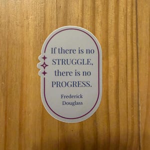Frederick Douglass Quote Sticker – “If There Is No Struggle, There Is No Progress” – Freedom & Justice Quote