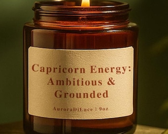 Capricorn Energy Candle | Zodiac Astrology Gift | Capricorn Season Decor | Horoscope Candle for Earth Sign Lovers | Soy Candle | 9oz Jar
