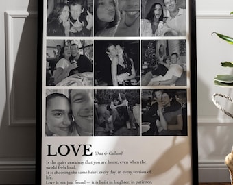 Collage photo personnalisé définition de l'amour pour couple | Cadeau d'anniversaire romantique (téléchargement numérique de modèle de toile)