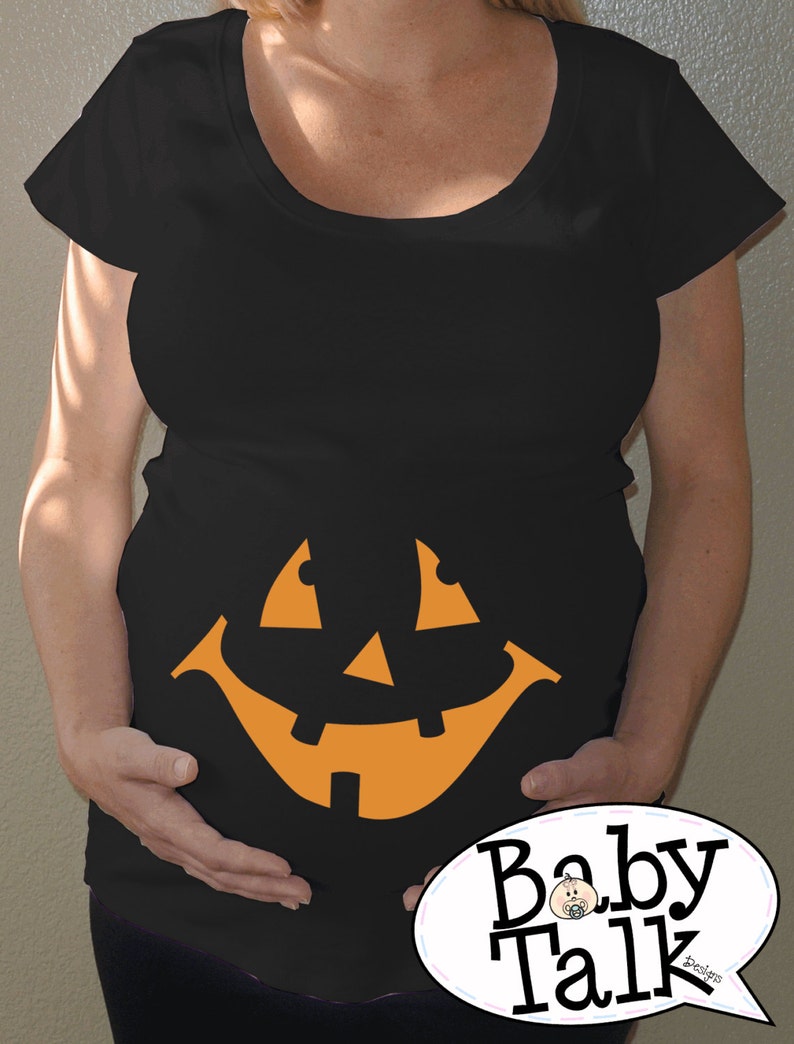 Pumpkin Maternity Halloween shirt black with orange face Etsy