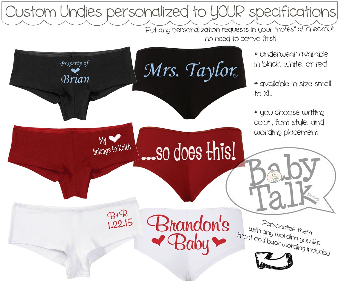 Personalized Underwear Custom Lingerie Undies Great for Etsy
