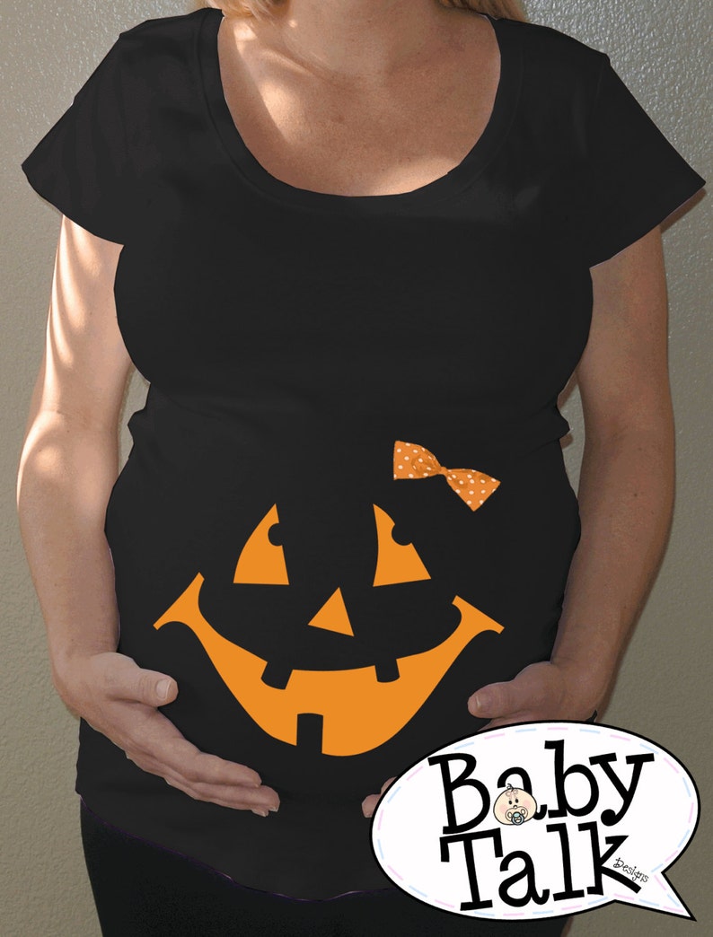 Pumpkin Maternity Halloween shirt black with orange face Etsy