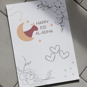 Cartão minimalista de Eid Mubarak, Cartão de Eid para impressão, Eid al Adha Mubarak, Presente de Eid, Cartão de felicitações de Eid, Cartão de felicitações islâmico, Presente islâmico