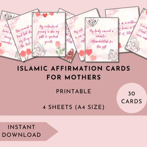Islamic Affirmation Cards for Mothers, Printable Positive Muslim Affirmation Cards, Islamic Gift for New Moms, Affirmations for Muslimah