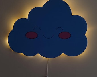 Led cloud wall decor kids room night light wood nursery lamp baby showergift