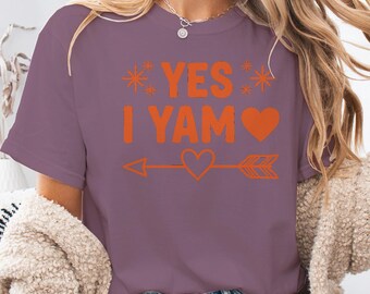 Thanksgiving Couples T-Shirt, Comfort Colors Vintage Dye, Soft Cotton