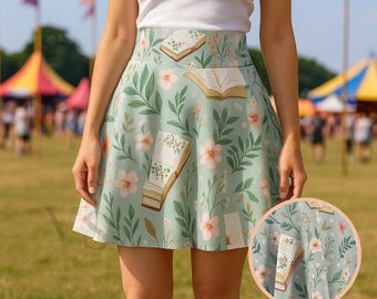 Falda patinadora de libros, regalo para chica literaria, ropa de mujer, el mejor regalo para mamá, hermana, atuendo para amantes de los libros