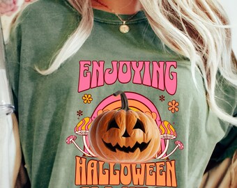 Goth Fairycore Halloween Shirt Comfort Colors - Retro Pumpkin Summerween Tee, Enjoying Halloween All Year Round, Alt Girl Spooky T-Shirt