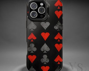 Alice in Wonderland Magnetic Phone Case, Dark Fantasy Card Suits Phone Cover, Compatible with iPhone 17, 16, 15, 14, 13