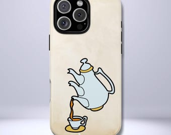 Funda resistente para teléfono Alicia en el País de las Maravillas, tetera y tazas, compatible con iPhone, Galaxy y Google