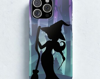 Sexy Witch Design, Enchanted Forest Slim Phone Case, Compatible with iPhone 17, 16, 15, 14, 13, Halloween Witch Cover
