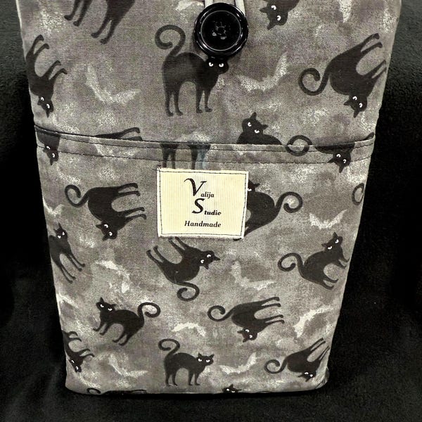 Black Cat Book Sleeve, Gothic Reading Accessory, Halloween Gift, Large Padded Book Cover with Pocket, Witching Hour Library, Limited Edition