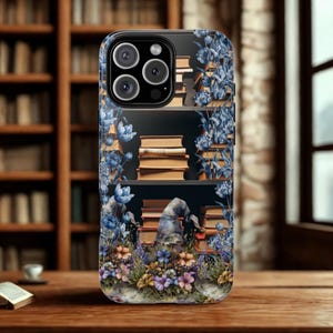 Romance Book Phone Case, Book Lover Floral Phone Case, Whimsical Witch Aesthetic Case, Bookshelf Phone Case, Cottagecore Reader Gift