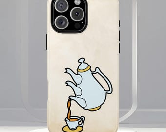 Funda fina para teléfono de Alicia en el País de las Maravillas, con tetera y tazas, compatible con iPhone 17, 16, 15, 14 y 13