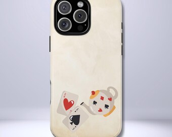 Funda fina para teléfono Alicia en el País de las Maravillas, con temática de té y cartas, compatible con iPhone 17, 16, 15, 14 y 13