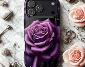 Gothic Rose Tough Case Compatible with iPhone 17 16 15 Pro Max Plus, Galaxy, Google Pixel, Halloween NuGoth Phone Case Gift for Her
